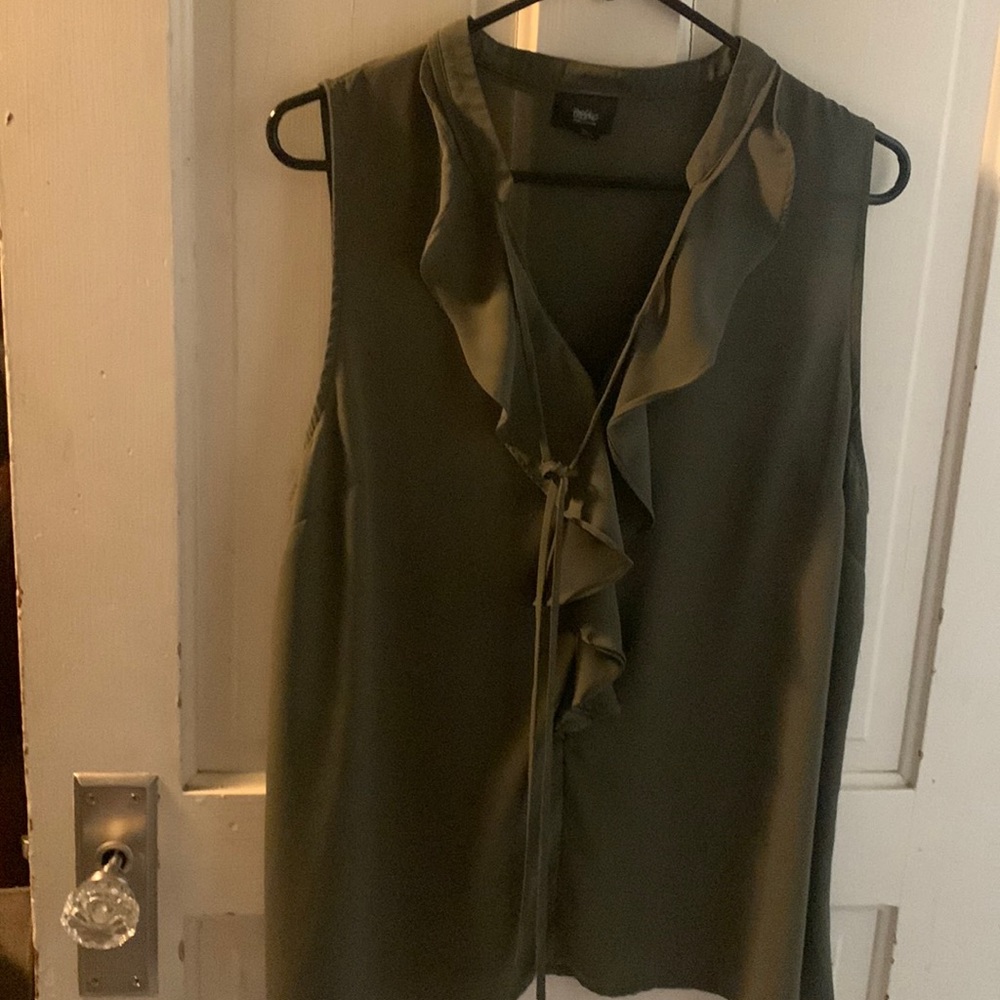 Army green sleeveless blouse